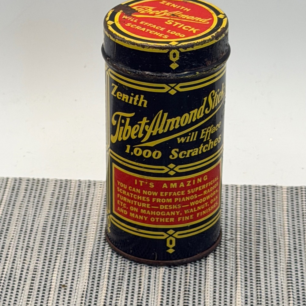 Vintage Zenith Tibet Almond Stick Furniture Scratch Remover Metal‎ Tin Chicago